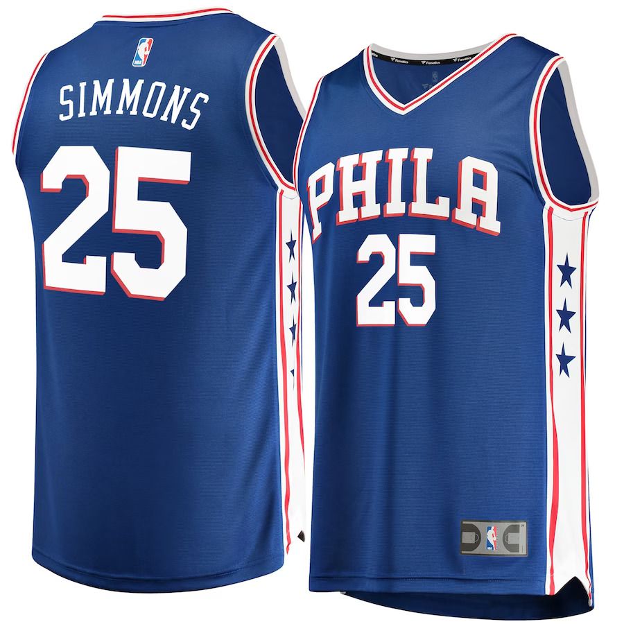 Men Philadelphia 76ers #25 Ben Simmons Fanatics Branded Royal Fast Break Replica NBA Jersey->philadelphia 76ers->NBA Jersey